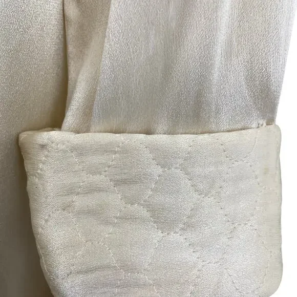 Vintage 30s 40s KAMORA Ivory Liquid Satin Maxi Dressing Gown Robe Women's Size S - Picture 7 of 15